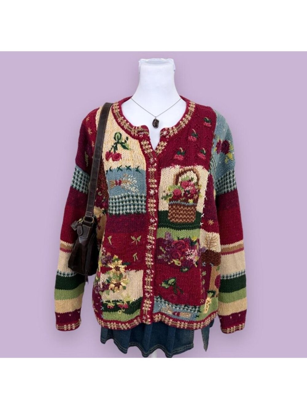 90s patchwork cottagecore cardigan